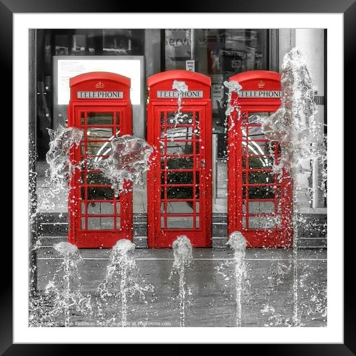 Iconic Red Phone Boxes Framed Mounted Print by Sarah Paddison