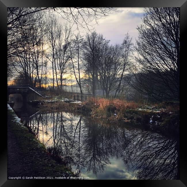 Winter Refection in the canal Framed Print by Sarah Paddison