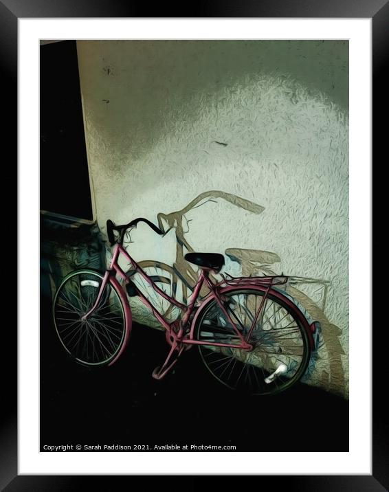 Pink bicycle Framed Mounted Print by Sarah Paddison