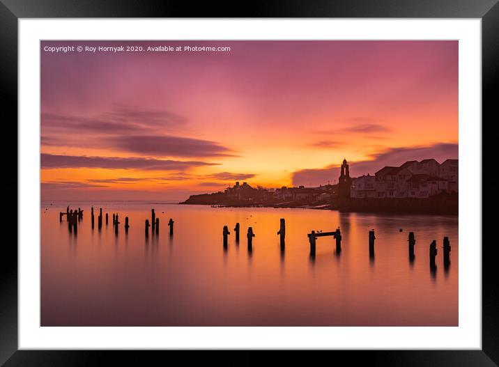 The old Swanage Pier, at sunrise. Framed Mounted Print by Roy Hornyak