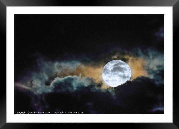 Moon Clouds Framed Mounted Print by Michael Smith
