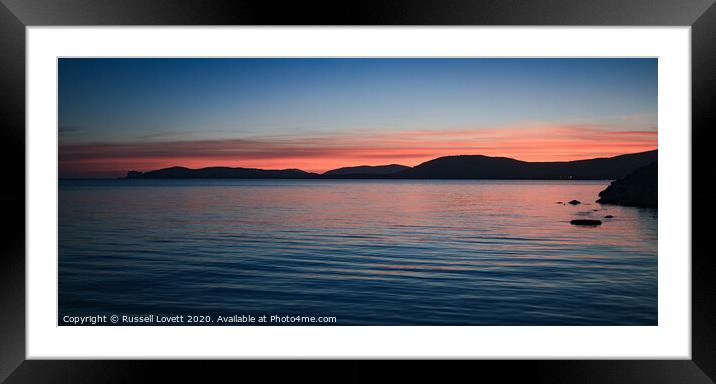 Alghero Bay at sunset. Framed Mounted Print by Russell Lovett