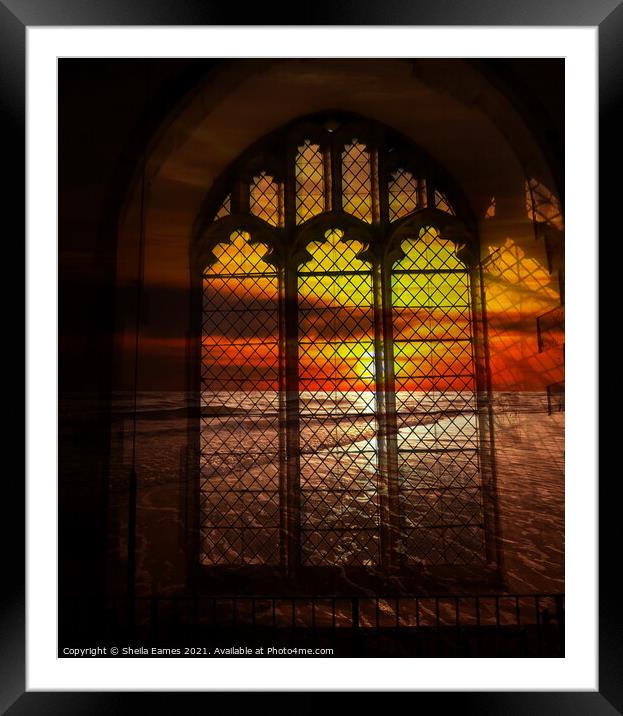 Sunset through the Church Window Framed Mounted Print by Sheila Eames