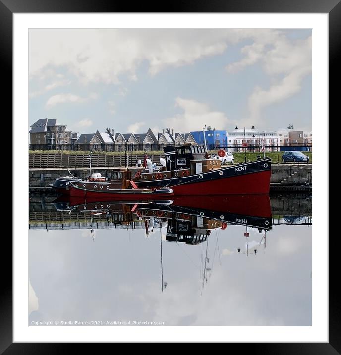 Outdoor Reflections of Historic Boats Framed Mounted Print by Sheila Eames