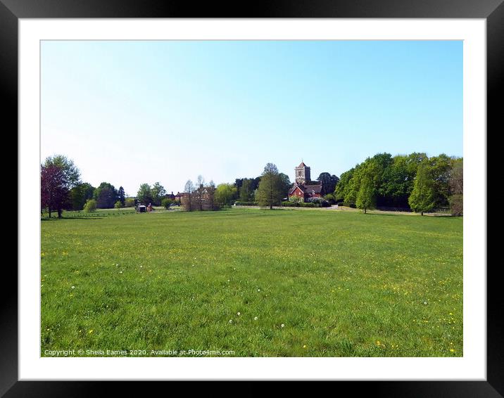 Shipbourne Common and Church Framed Mounted Print by Sheila Eames