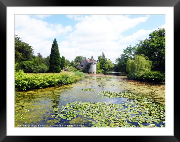 Old Scotney Castle, with its Moat and Gardens Framed Mounted Print by Sheila Eames