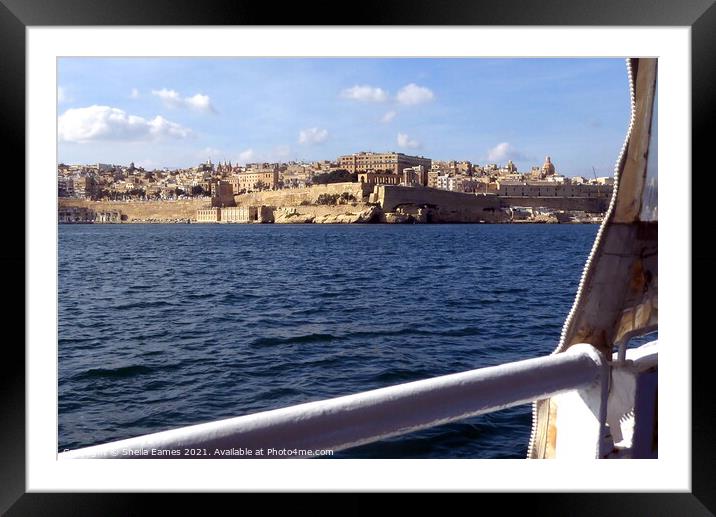 Valletta, Malta, from a harbour boat Framed Mounted Print by Sheila Eames