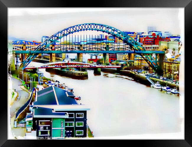 The Tyne Bridges, Port of Tyne, in Abstract Framed Print by Sheila Eames