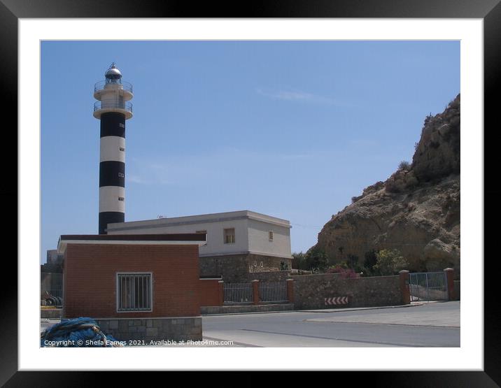 The Lighthouse at Aguilas, Spain Framed Mounted Print by Sheila Eames