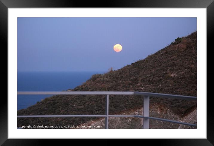 The Moon over Mountain and Sea Framed Mounted Print by Sheila Eames