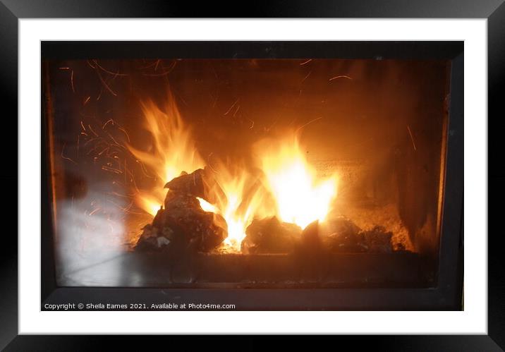Dark fire Framed Mounted Print by Sheila Eames