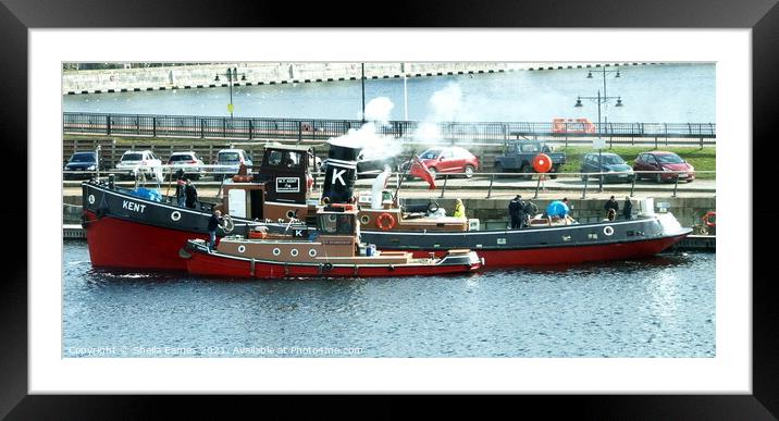 Historic Boat Steaming up Framed Mounted Print by Sheila Eames