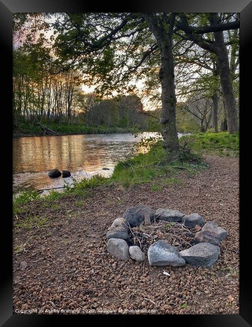 Campfire by the River Framed Print by Ashley Bremner