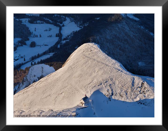 Glorious Sunset on Snowy Mountain Framed Mounted Print by Sourov Deb