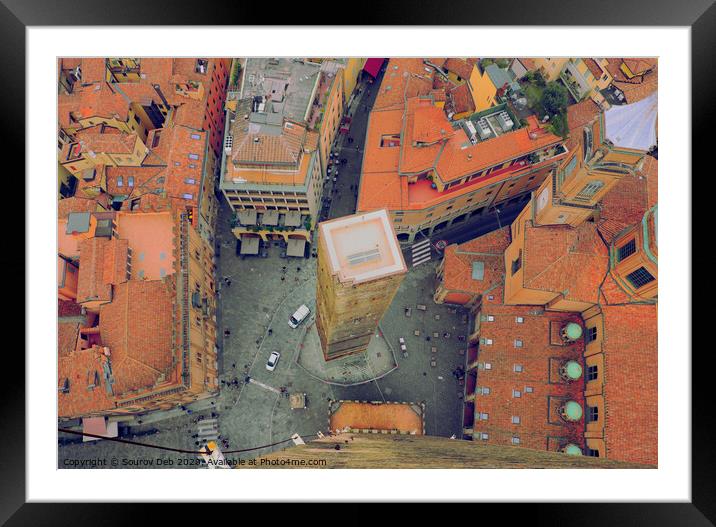 Skyview of Bologna. Framed Mounted Print by Sourov Deb