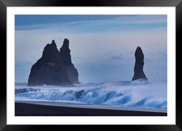 Rock Formations at the Black Sand Beach in Iceland Framed Mounted Print by Jonathan Moulton