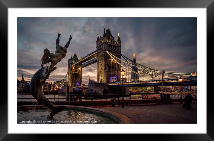 Tower Bridge and the Shard at sunset Framed Mounted Print by Paul James