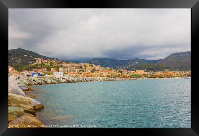 panoramic view of the bay of the city of Varazze,  Framed Print by daniele mattioda