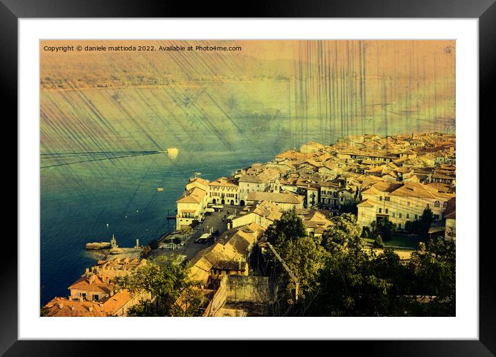 EFFECT GRUNGE on panoramic view of the city of Aro Framed Mounted Print by daniele mattioda