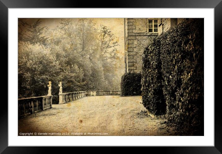 OLD PHOTO on a romantic atmosphere at sunset on an autumn day Framed Mounted Print by daniele mattioda