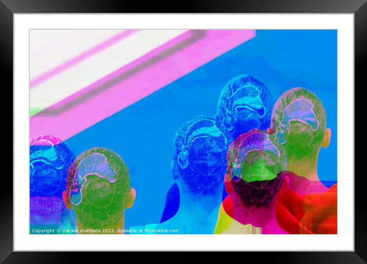 GLITCH ART on synchronized swimming athletes Framed Mounted Print by daniele mattioda