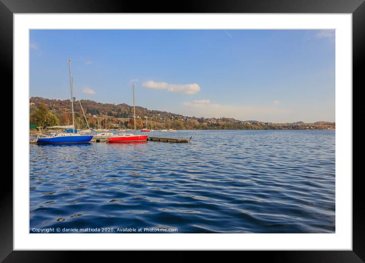 view of the lake of viverone in italy with the doc Framed Mounted Print by daniele mattioda