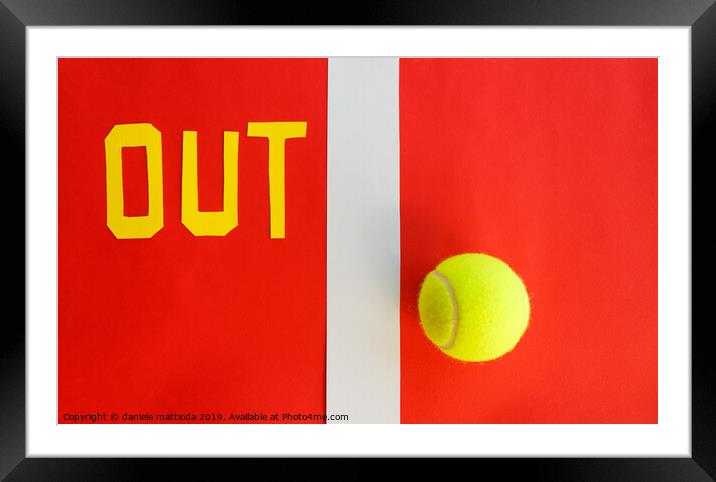 the written  out  next to a line of a tennis court Framed Mounted Print by daniele mattioda