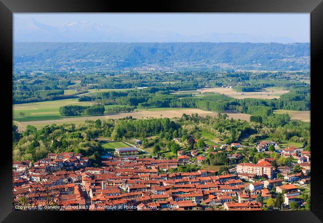 panoramic view of the municipality of Caravino, It Framed Print by daniele mattioda