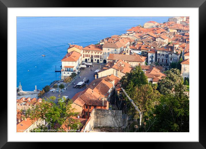 panoramic view of the city of Arona,Piedmont Italy Framed Mounted Print by daniele mattioda
