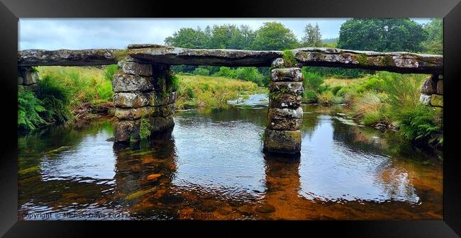 Postbridge Clapper Bridge Framed Print by Michele Davis