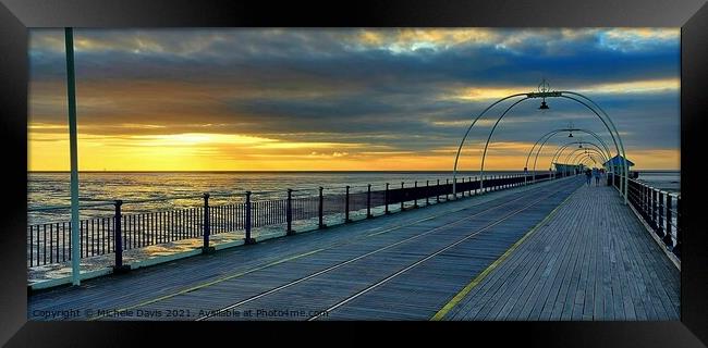 Southport Pier Sunset Framed Print by Michele Davis