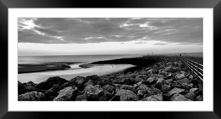 Stone Jetty Morecambe, Monochrome Framed Mounted Print by Michele Davis