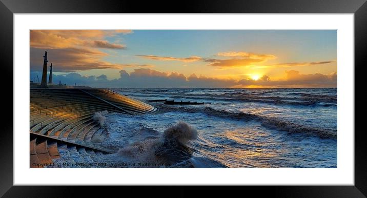 Cleveleys Beach, High Tide Sunset Framed Mounted Print by Michele Davis