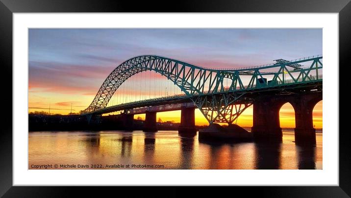 Silver Jubilee Bridge, Sunset Framed Mounted Print by Michele Davis