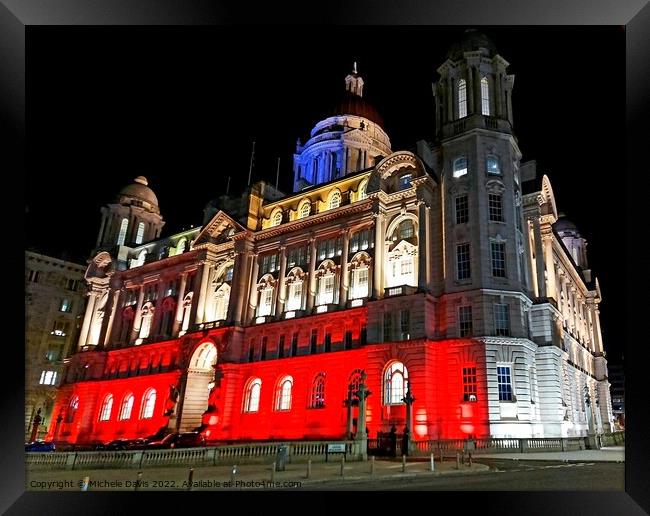 Port of Liverpool Building at Night Framed Print by Michele Davis