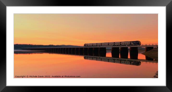 Arnside Viaduct Twilight Framed Mounted Print by Michele Davis