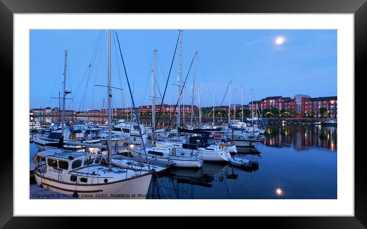 Preston Marina, Blue Hour Framed Mounted Print by Michele Davis