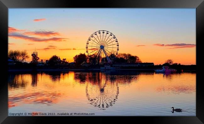 Southport Big Wheel Sunset Framed Print by Michele Davis