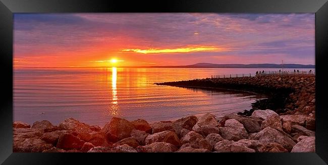 Morecambe Stone Jetty Sunset Framed Print by Michele Davis