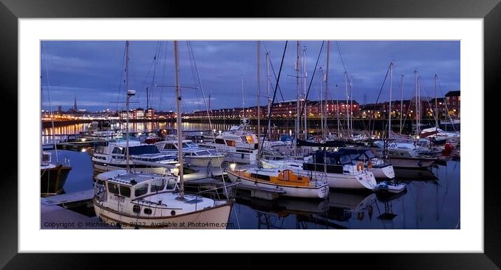 Preston Marina Twilight Framed Mounted Print by Michele Davis