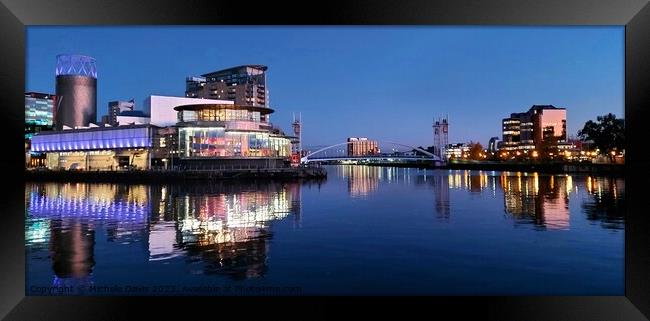 Salford Quays Reflections, Blue Hour Framed Print by Michele Davis