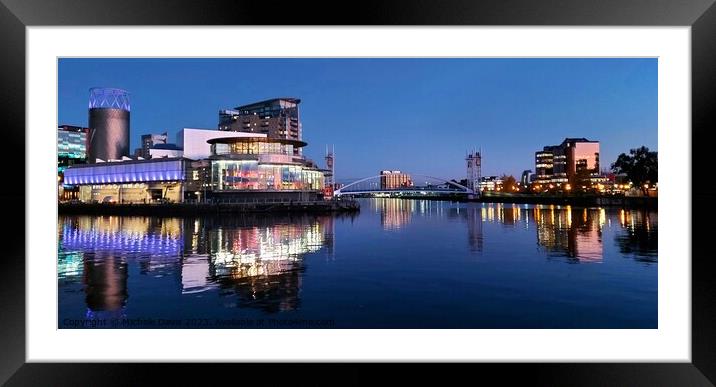 Salford Quays Reflections, Blue Hour Framed Mounted Print by Michele Davis