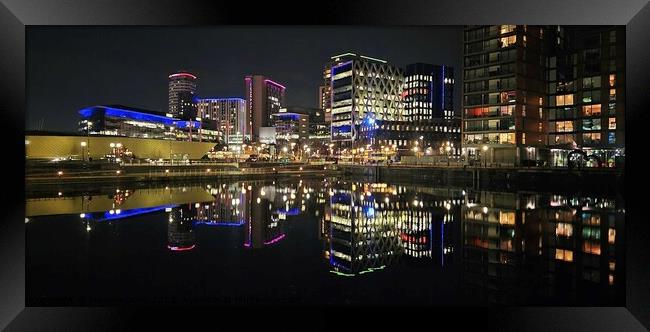 Salford Quays Night Reflections Framed Print by Michele Davis