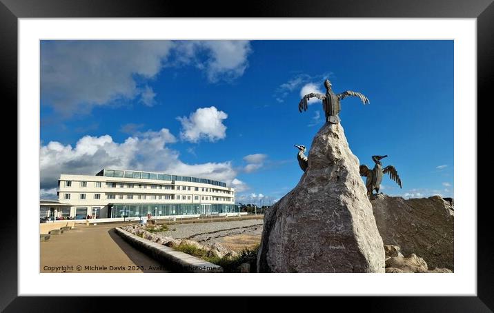 Morecambe Cormorants and Midland Hotel Framed Mounted Print by Michele Davis