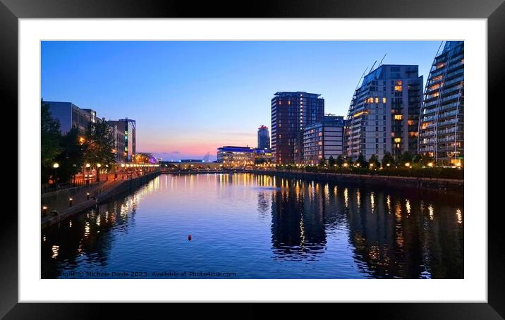 Salford Quays Twilight Framed Mounted Print by Michele Davis
