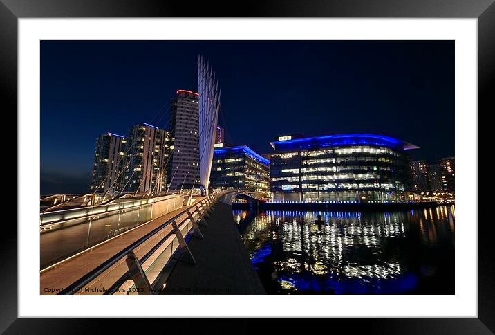 Media City at Night Framed Mounted Print by Michele Davis