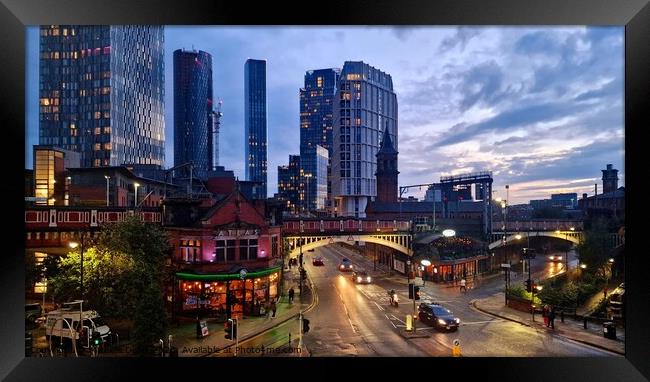 Deansgate Manchester View Framed Print by Michele Davis
