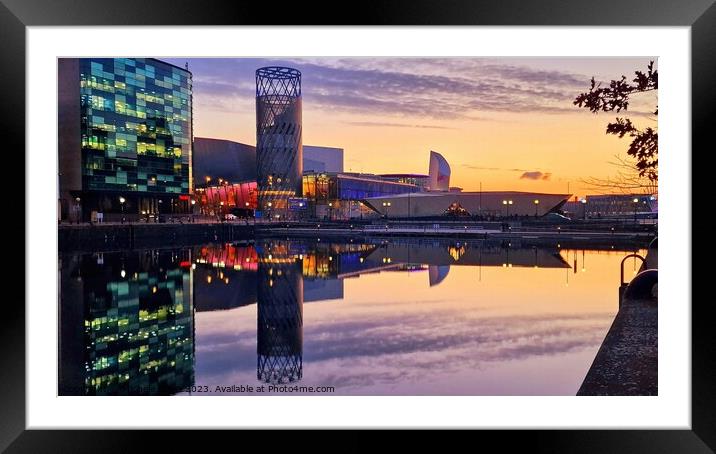 Salford Quays Reflections, Sunset Framed Mounted Print by Michele Davis