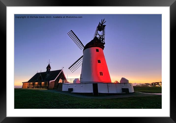 Lytham Windmill Illuminated Framed Mounted Print by Michele Davis