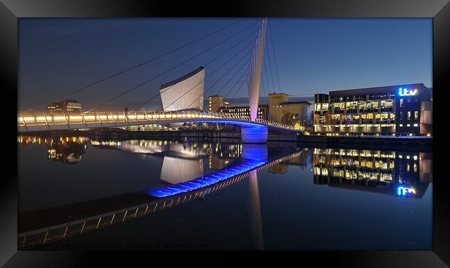 Media City Footbridge Reflections Framed Print by Michele Davis